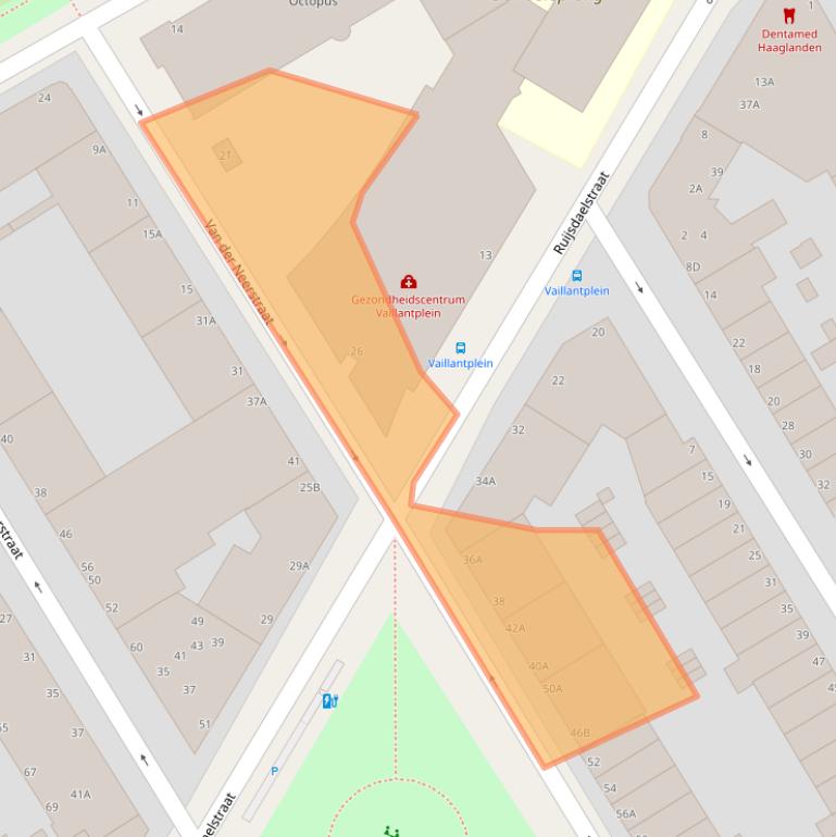 Kaart van postcodegebied 2525CS.