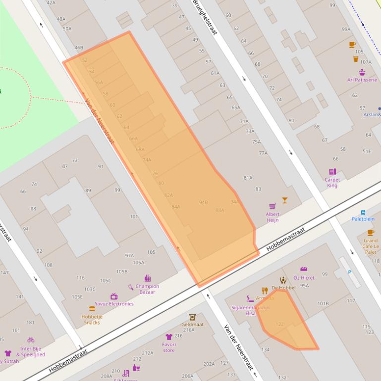 Kaart van postcodegebied 2525CT.
