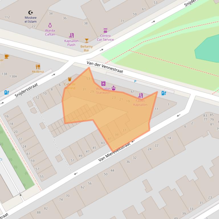 Kaart van postcodegebied 2525EB.