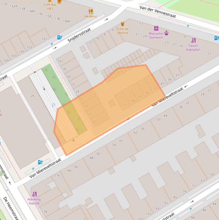 Kaart van postcodegebied 2525EC.