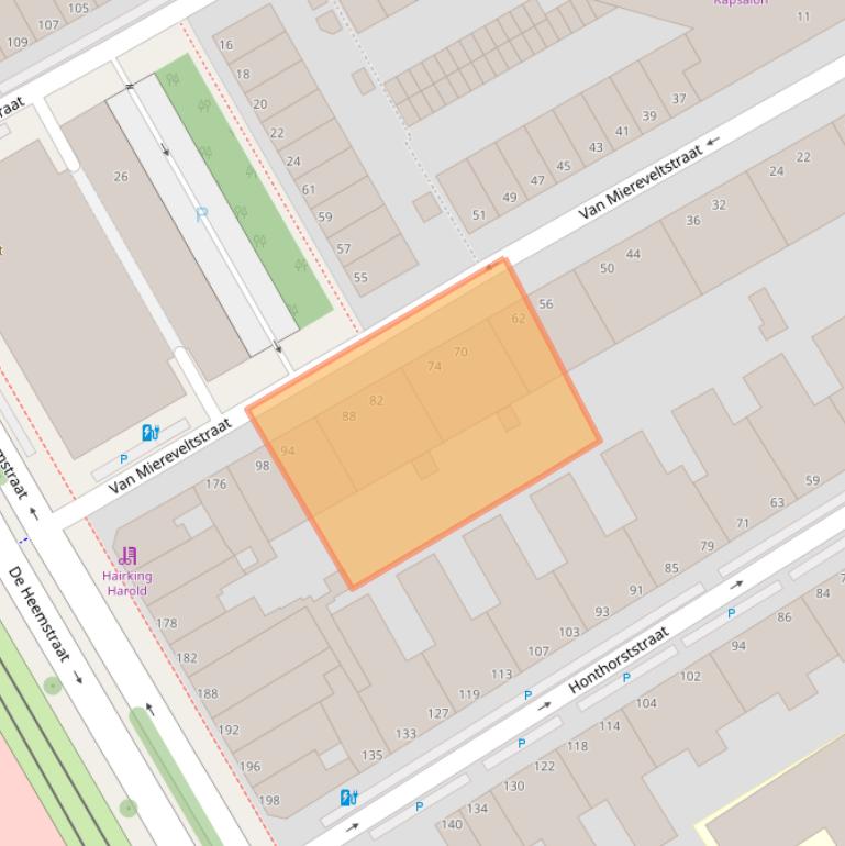 Kaart van postcodegebied 2525EG.