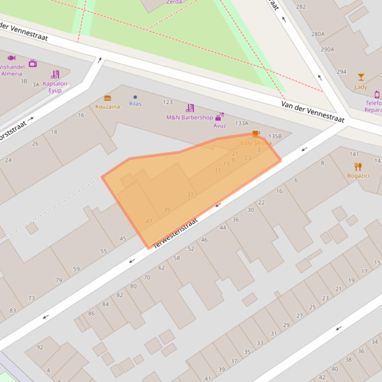 Kaart van postcodegebied 2525GD.