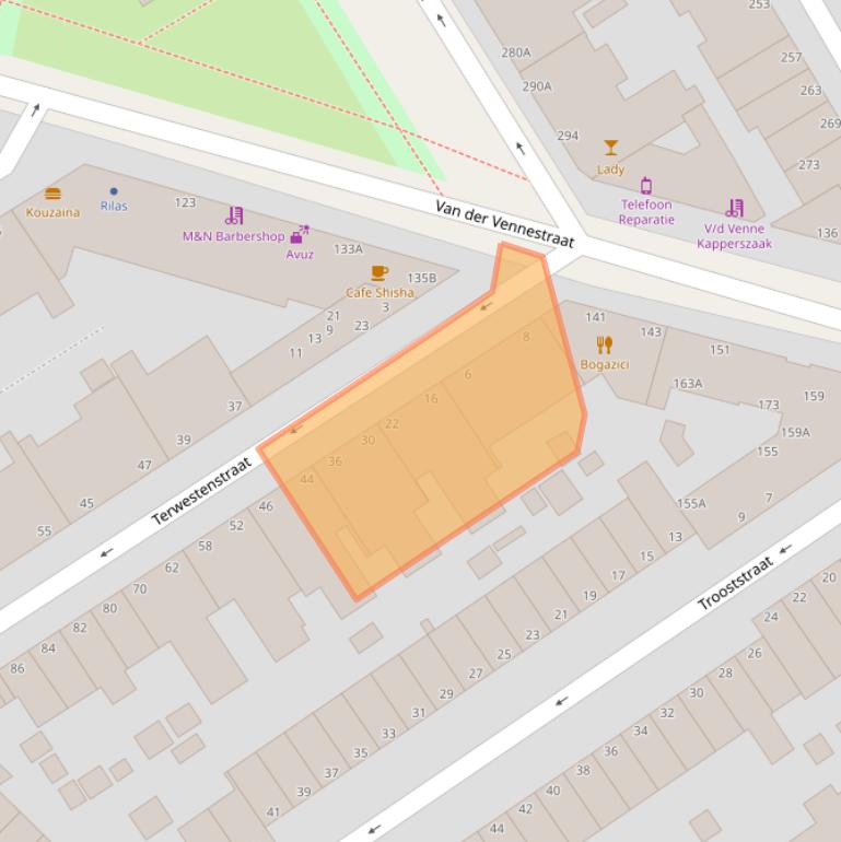 Kaart van postcodegebied 2525GH.