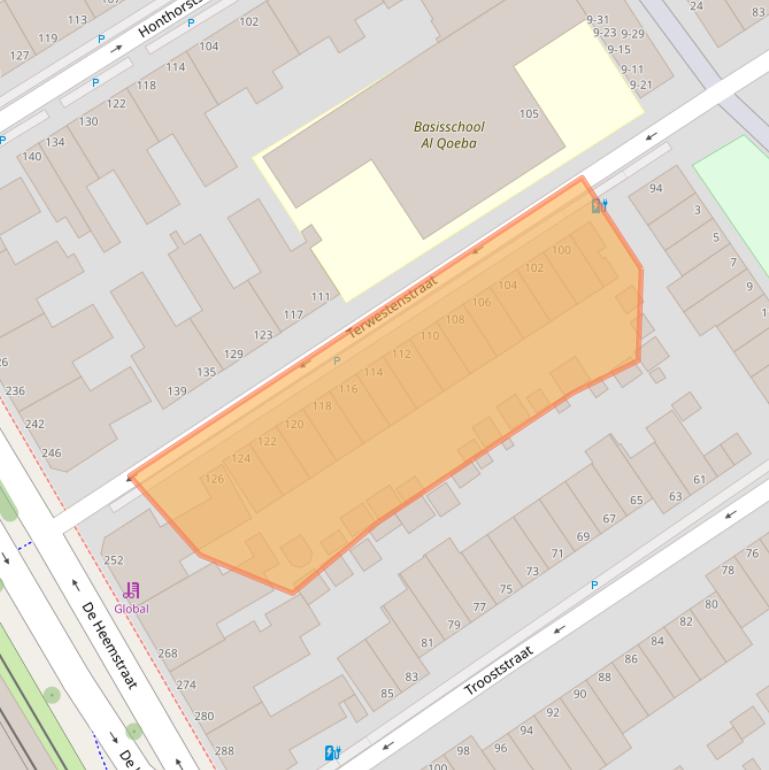 Kaart van postcodegebied 2525GK.