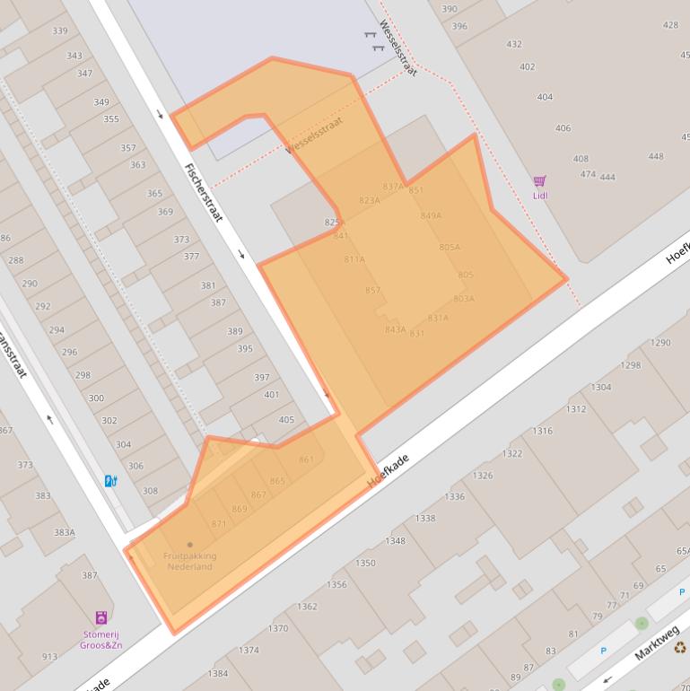 Kaart van postcodegebied 2525HC.