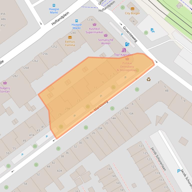 Kaart van postcodegebied 2525JA.