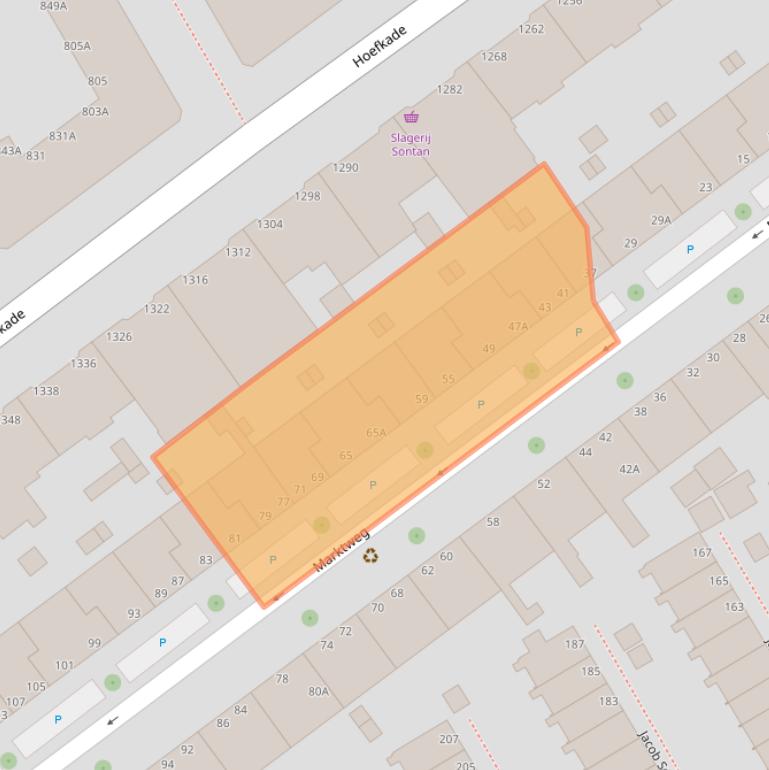 Kaart van postcodegebied 2525JB.