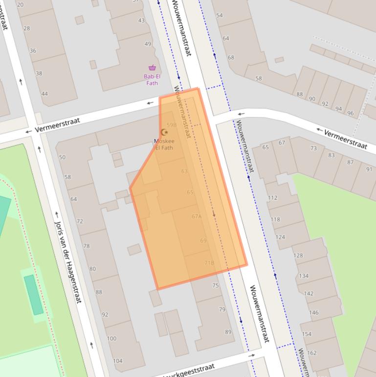 Kaart van postcodegebied 2525KN.