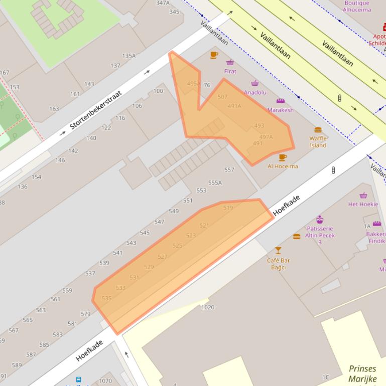 Kaart van postcodegebied 2525LA.