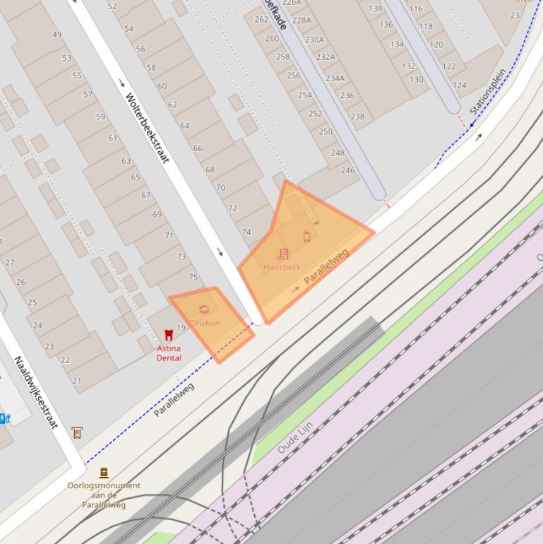 Kaart van postcodegebied 2525NA.