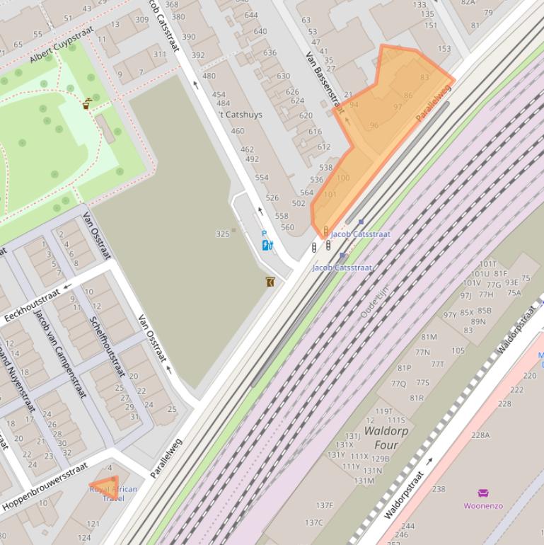 Kaart van postcodegebied 2525NE.