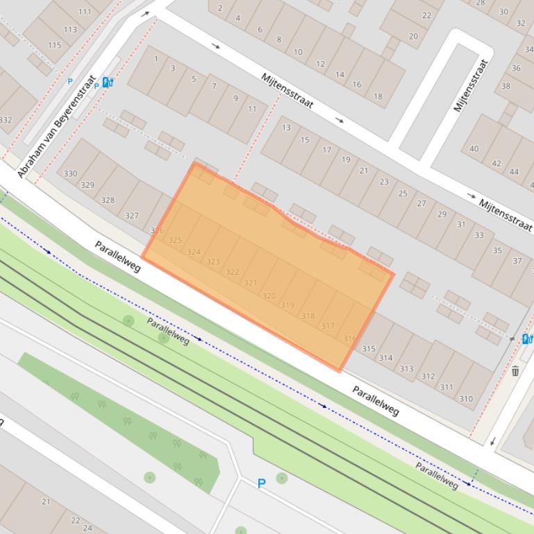 Kaart van postcodegebied 2525NS.