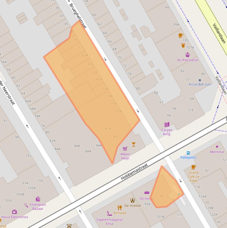 Kaart van postcodegebied 2525RB.