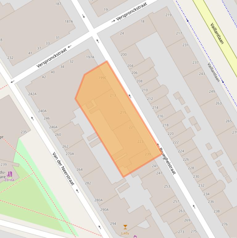 Kaart van postcodegebied 2525RE.