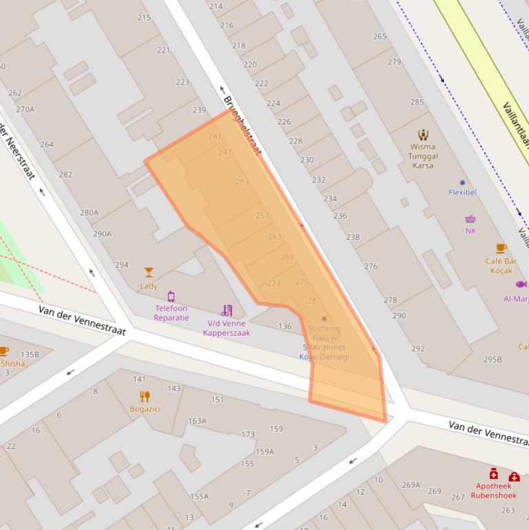 Kaart van postcodegebied 2525RG.