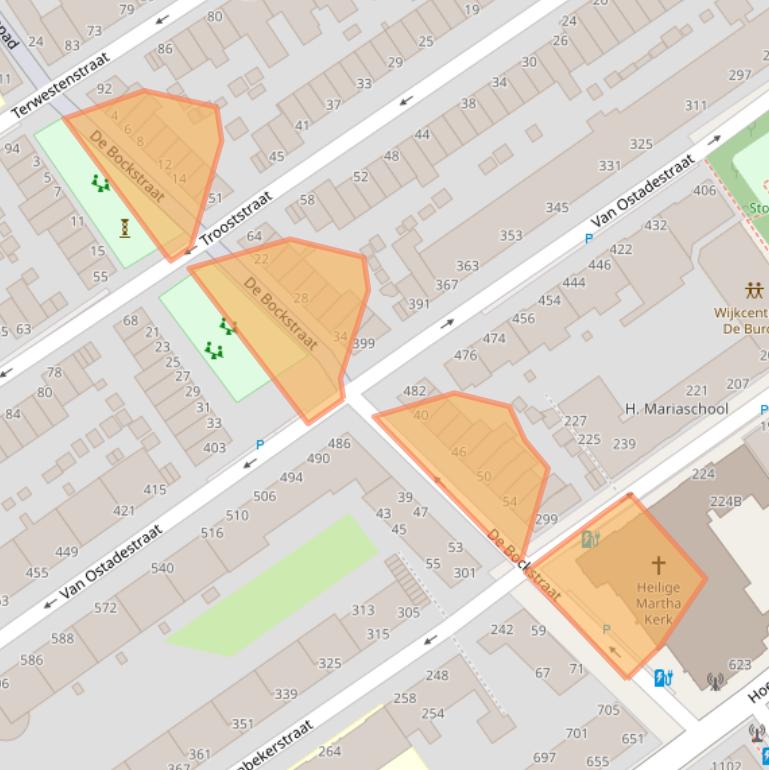 Kaart van postcodegebied 2525SZ.