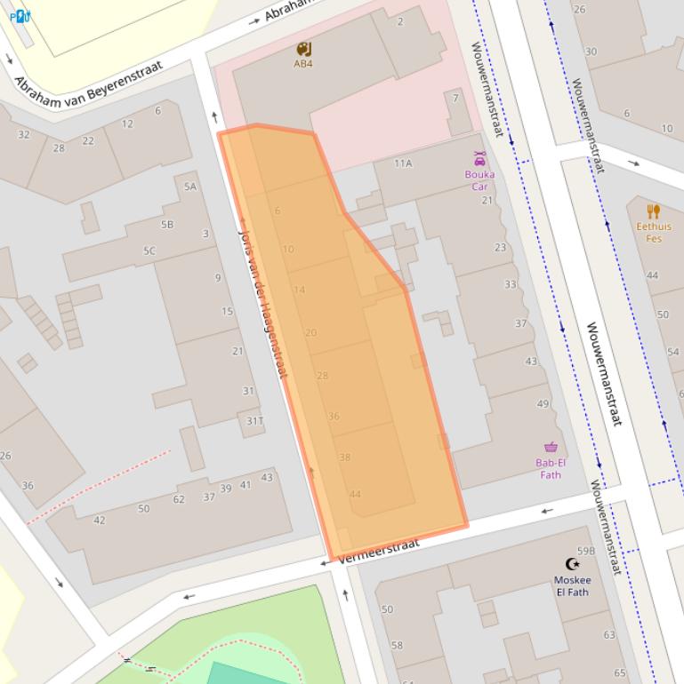 Kaart van postcodegebied 2525TR.