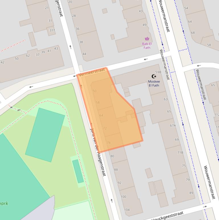 Kaart van postcodegebied 2525TS.