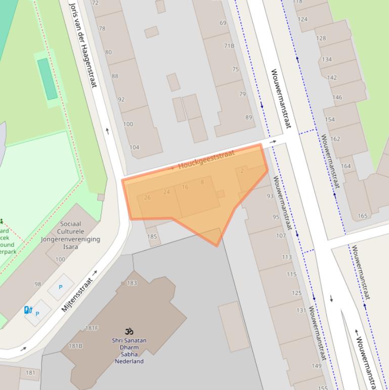 Kaart van postcodegebied 2525TV.