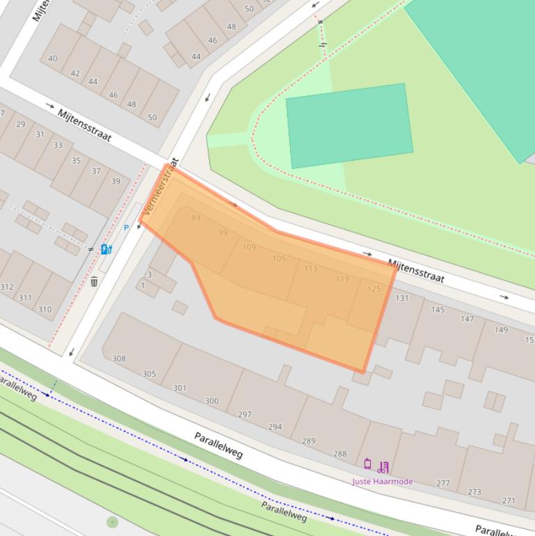 Kaart van postcodegebied 2525VB.
