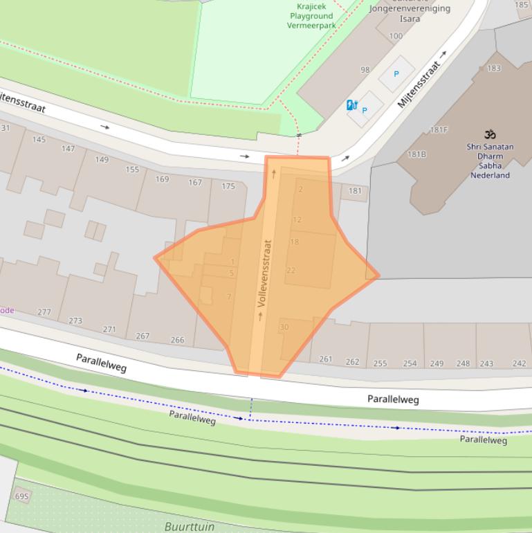 Kaart van postcodegebied 2525VS.