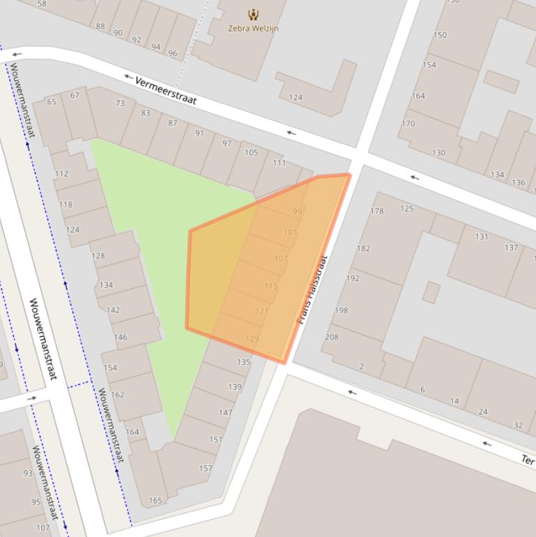 Kaart van postcodegebied 2525VW.