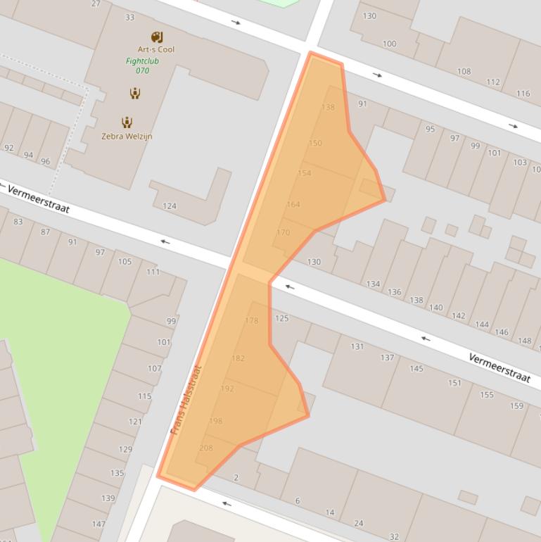 Kaart van postcodegebied 2525XD.