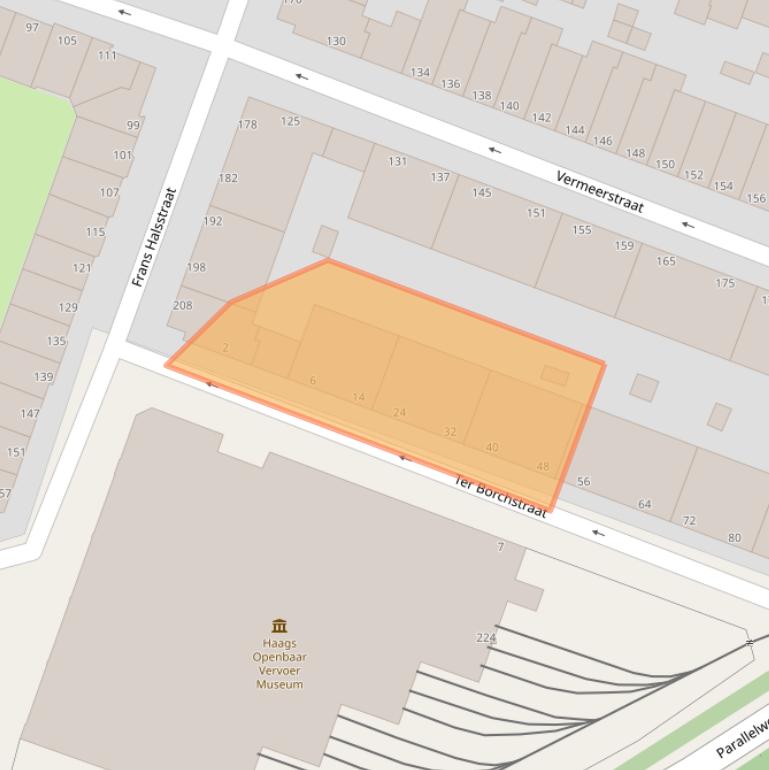 Kaart van postcodegebied 2525XE.