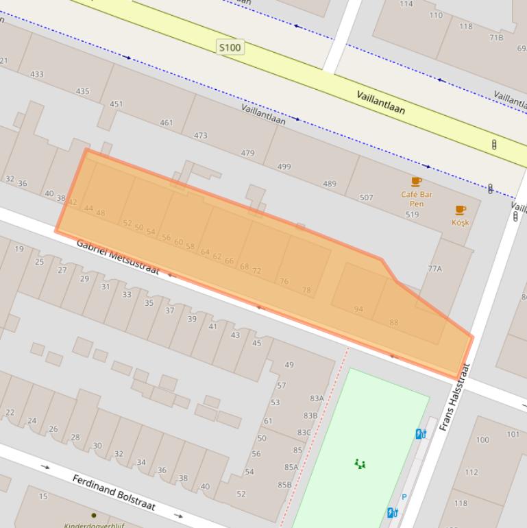 Kaart van postcodegebied 2525XT.