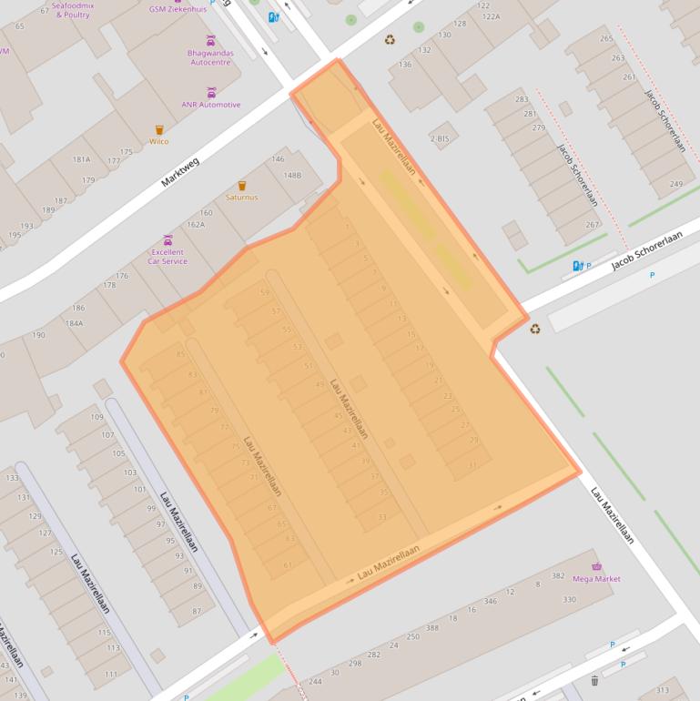 Kaart van postcodegebied 2525ZK.