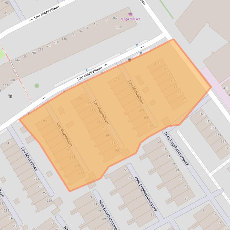 Kaart van postcodegebied 2525ZN.