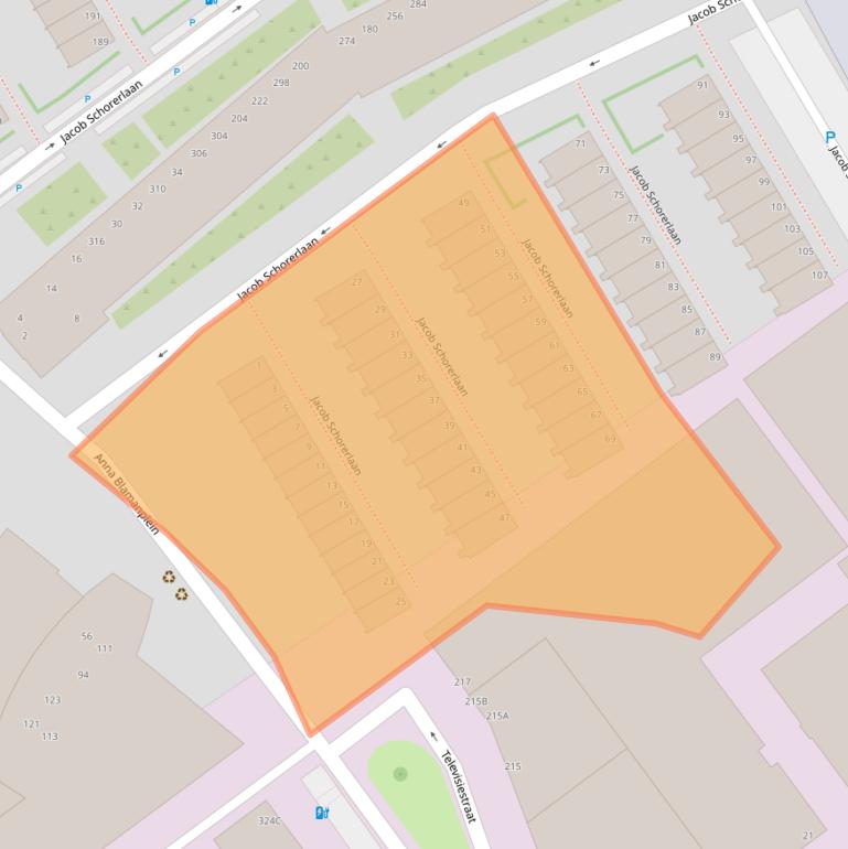 Kaart van postcodegebied 2525ZP.