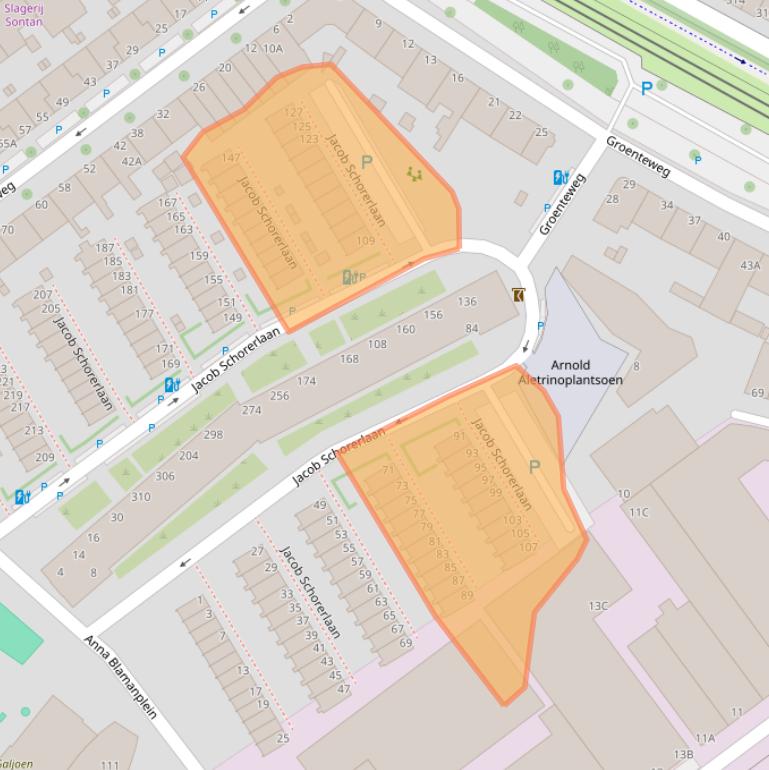 Kaart van postcodegebied 2525ZR.