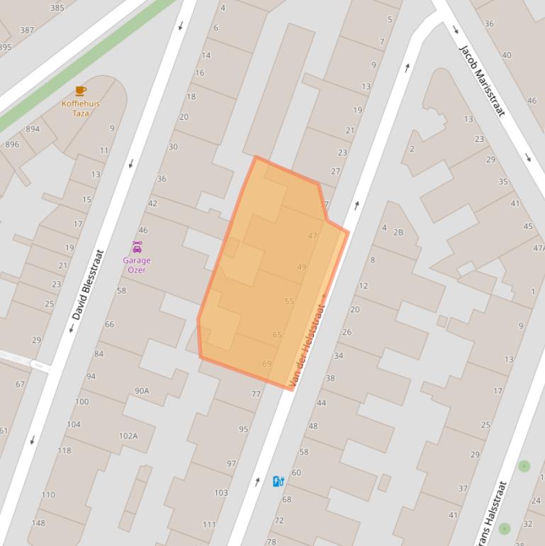 Kaart van postcodegebied 2526BB.