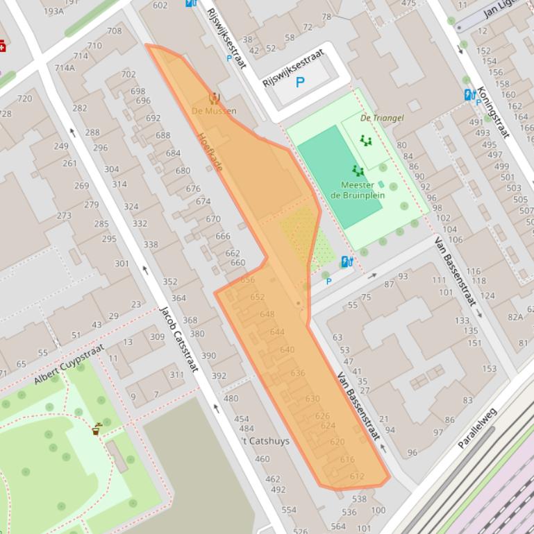 Kaart van postcodegebied 2526CN.