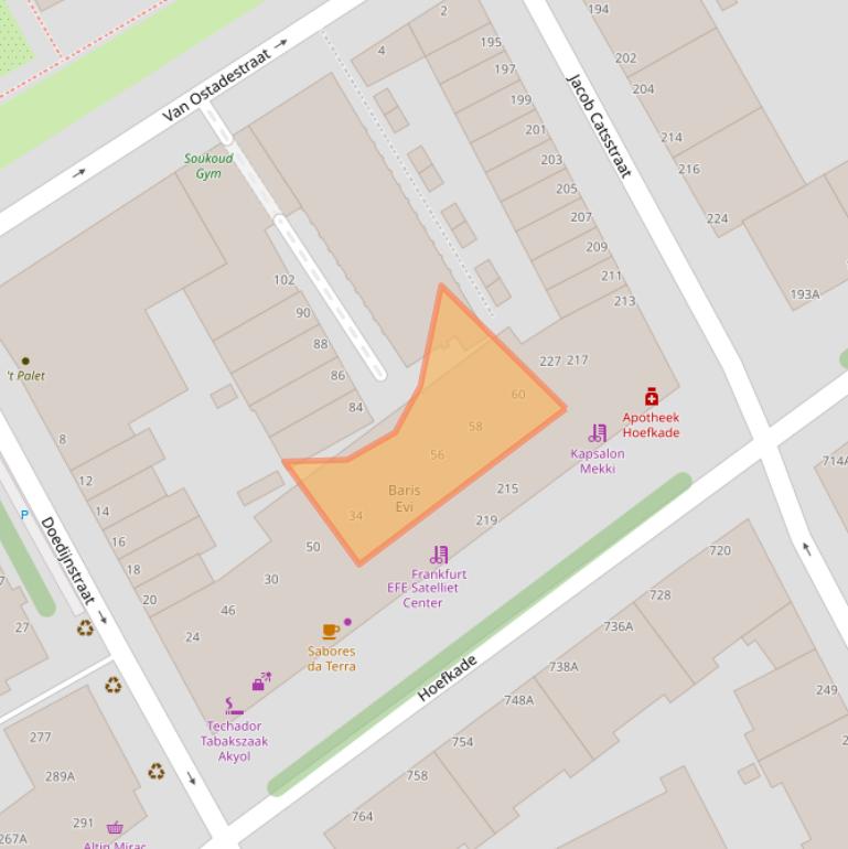 Kaart van postcodegebied 2526EE.