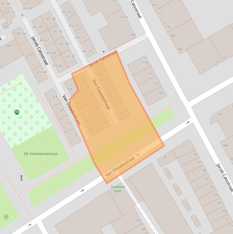 Kaart van postcodegebied 2526EN.