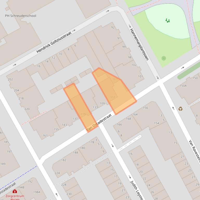 Kaart van postcodegebied 2526ER.