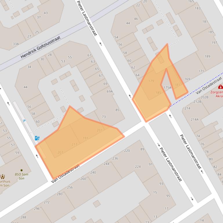 Kaart van postcodegebied 2526ET.