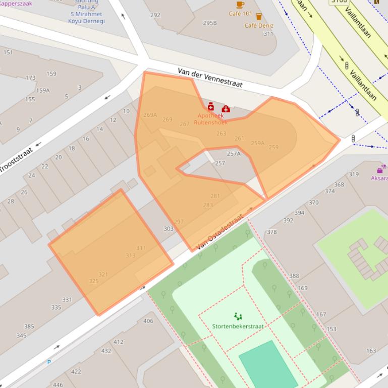 Kaart van postcodegebied 2526EW.