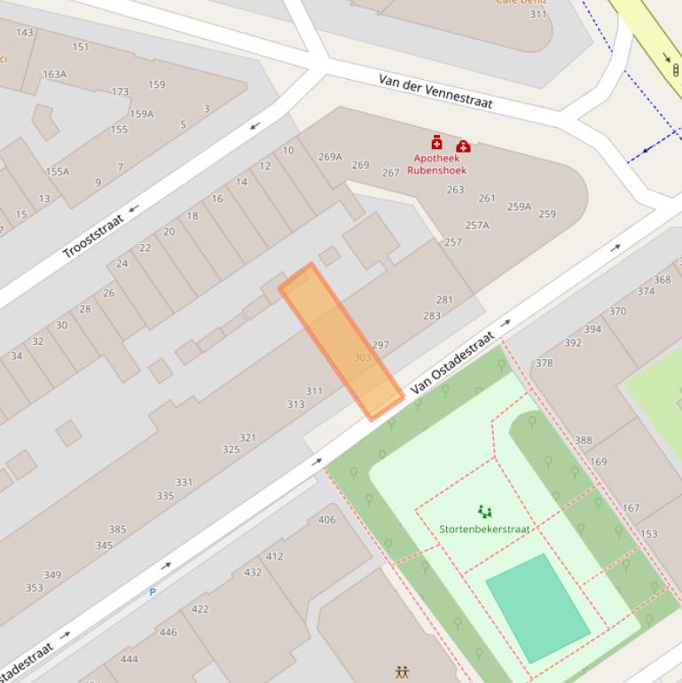 Kaart van postcodegebied 2526EX.