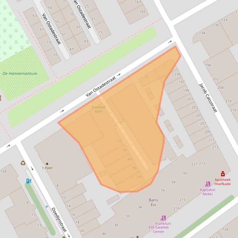 Kaart van postcodegebied 2526GE.