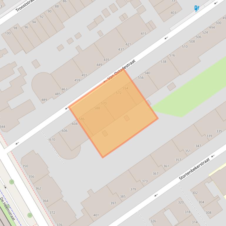 Kaart van postcodegebied 2526GT.