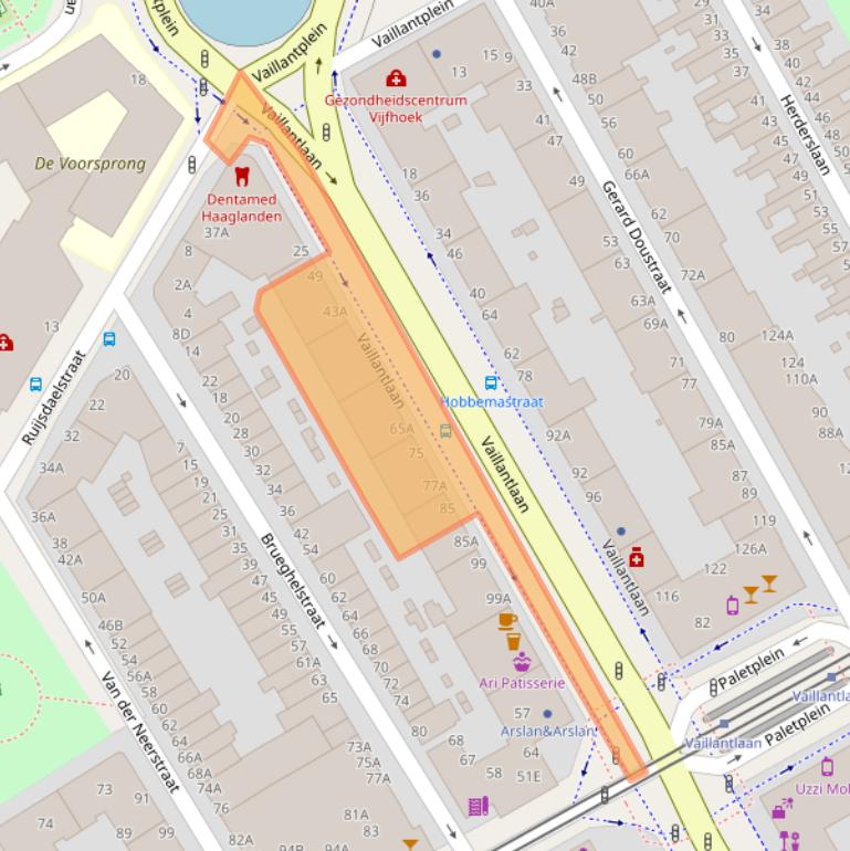 Kaart van postcodegebied 2526HB.