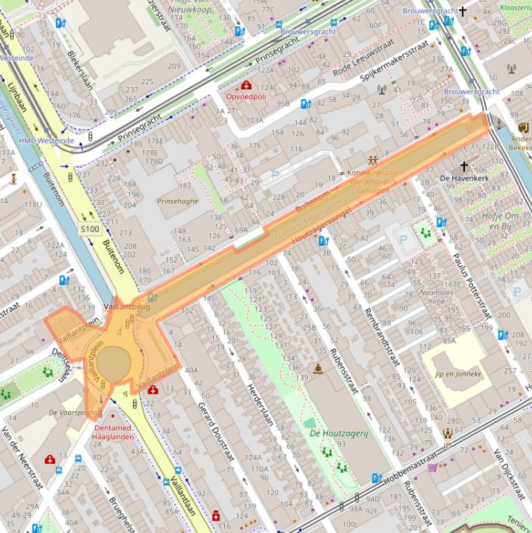 Kaart van postcodegebied 2526HZ.