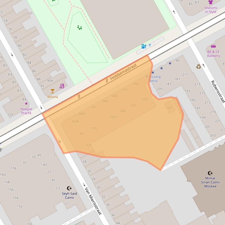 Kaart van postcodegebied 2526JZ.