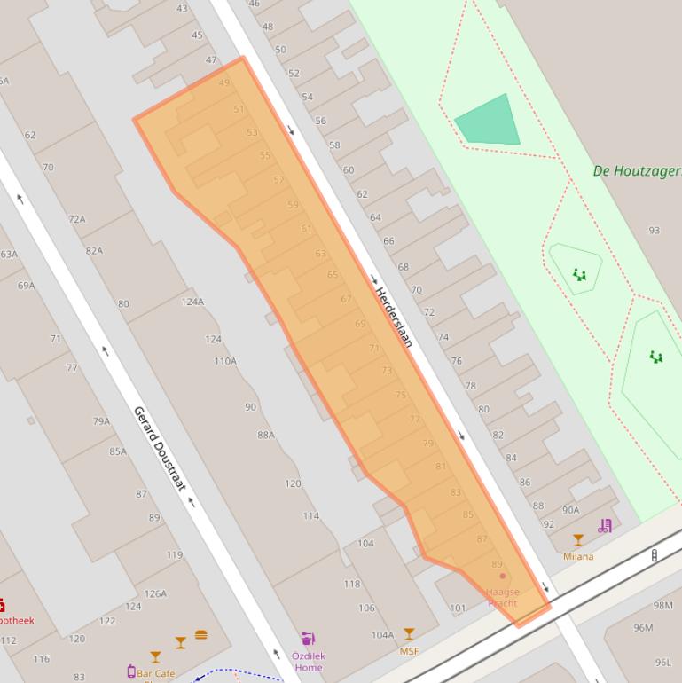 Kaart van postcodegebied 2526KM.