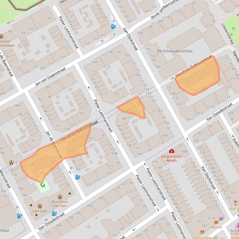 Kaart van postcodegebied 2526LM.