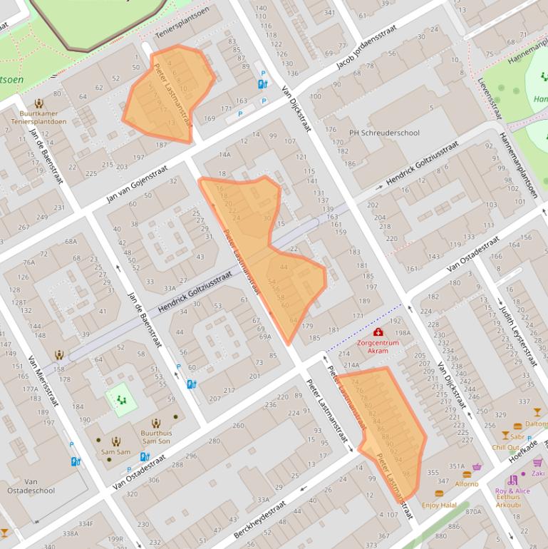 Kaart van postcodegebied 2526MZ.