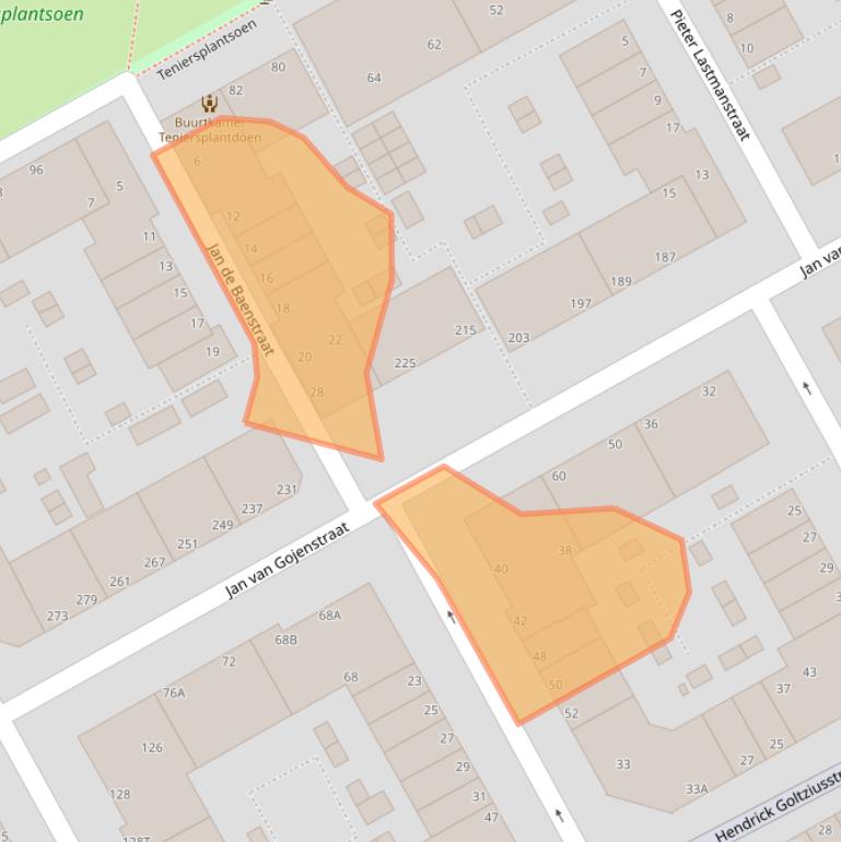 Kaart van postcodegebied 2526RR.